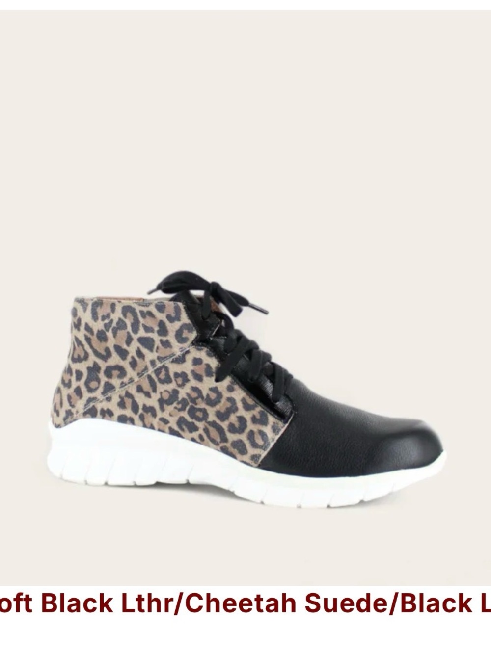 NAOT Polaris in Black Leather Cheetah Suede 39